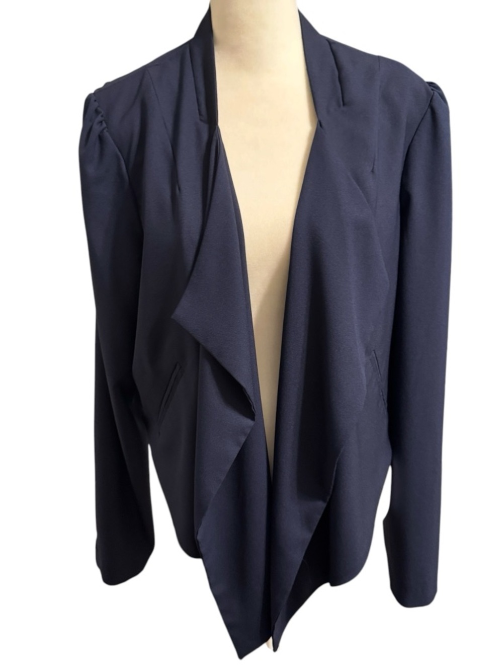 TAKARA navy blazer with open front